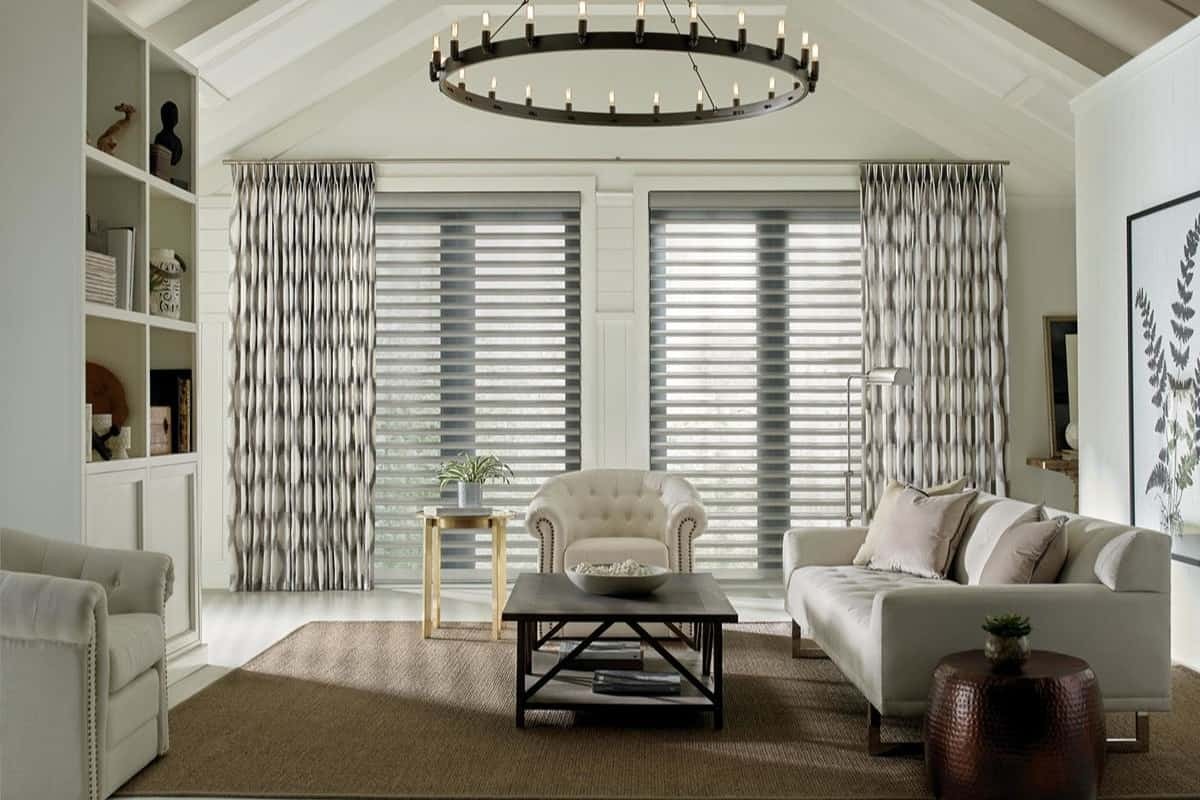 Hunter Douglas Design Studio™ Side Panels and Drapery in a well-lit room near Bedford, Ohio (OH)