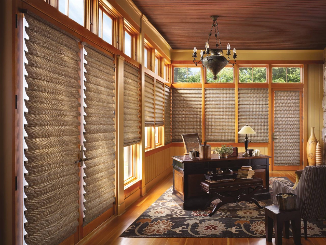 Hunter Douglas Vignette® Roman Shades on French doors near Bedford, Ohio (OH)